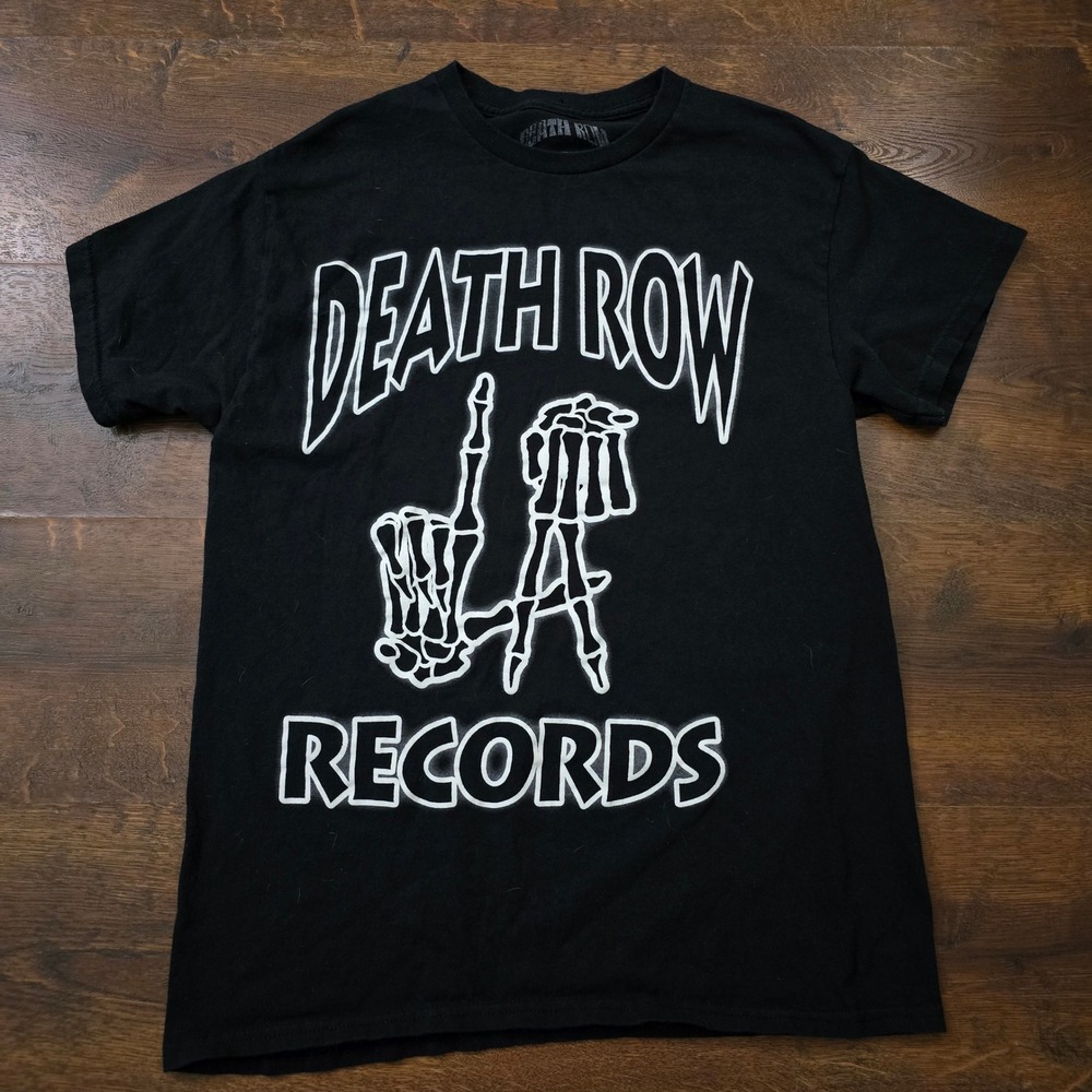 Death Row Records Mens LA Skeleton Hand Graphic T-Shirt Black Medium